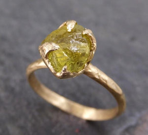 Rough Raw Natural Mali Garnet Green Gemstone ring Recycled 14k Gold One of a kind Gemstone ring - by Angeline