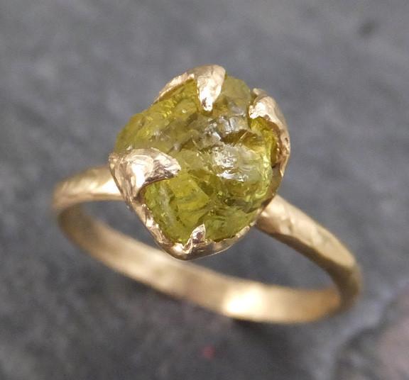 Rough Raw Natural Mali Garnet Green Gemstone ring Recycled 14k Gold One of a kind Gemstone ring - by Angeline