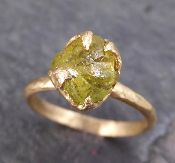 Rough Raw Natural Mali Garnet Green Gemstone ring Recycled 14k Gold One of a kind Gemstone ring - by Angeline