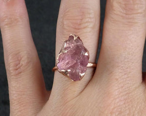 Raw Rough Pink Topaz Rose Gold Ring One Of a Kind Gemstone Ring Recycled gold - by Angeline