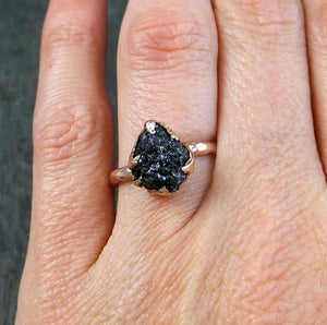 Raw Diamond Solitaire Engagement Ring Rough Uncut gemstone Rose gold Conflict Free Black Diamond Wedding Promise by Angeline - by Angeline