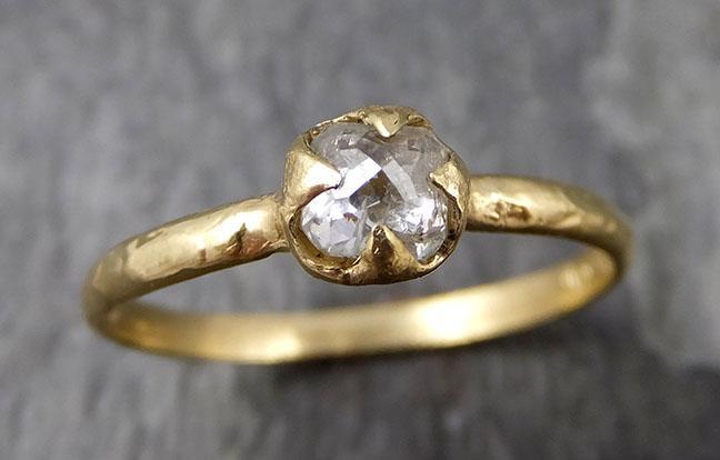 Fancy cut white Diamond Solitaire Engagement 14k yellow Gold Wedding Ring byAngeline 0876 - Gemstone ring by Angeline