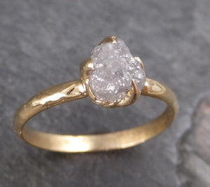 Raw Diamond Solitaire Engagement Ring Rough Uncut gemstone gold Conflict Free Grey Diamond Wedding Promise - by Angeline