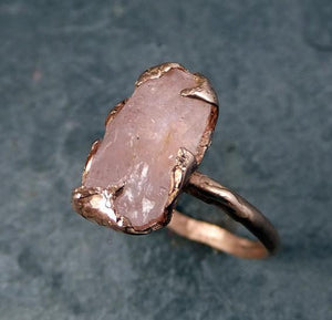 Raw Rough Morganite 14k Rose gold Ring Gold Pink Gemstone Cocktail Ring Statement Ring Raw gemstone Jewelry by Angeline - by Angeline