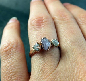 Raw Pink Diamond Rose Gold Engagement Ring Wedding Ring Custom One Of a Kind Gemstone Ring Rough Diamond Ring by Angeline - by Angeline