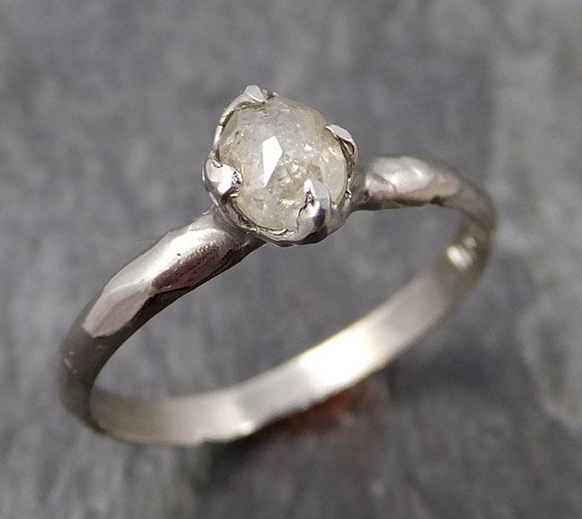 Faceted Fancy cut white Diamond Solitaire Engagement 14k White Gold Wedding Ring byAngeline 0879 - Gemstone ring by Angeline