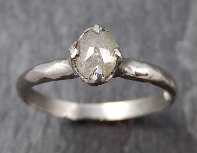 Faceted Fancy cut white Diamond Solitaire Engagement 14k White Gold Wedding Ring byAngeline 0879 - Gemstone ring by Angeline