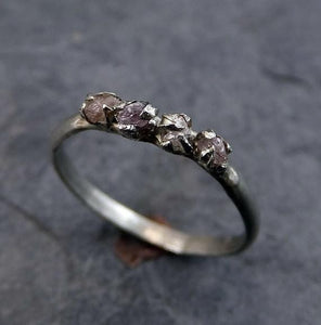 Raw Pink Diamonds White Gold Ring Wedding Band Custom One Of a Kind Gemstone Ring Rough Diamond Ring by Angeline - by Angeline