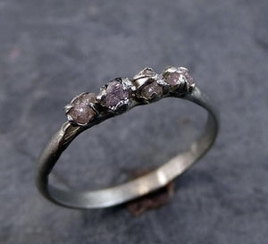 Raw Pink Diamonds White Gold Ring Wedding Band Custom One Of a Kind Gemstone Ring Rough Diamond Ring by Angeline - by Angeline