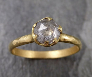 fancy cut salt and pepper diamond solitaire engagement 18k yellow gold wedding ring byangeline 1257 Alternative Engagement