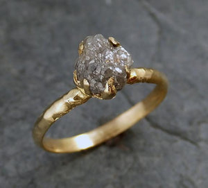 Raw Diamond Solitaire Engagement Ring Rough Uncut gemstone gold Conflict Free Grey Diamond Wedding Promise - by Angeline