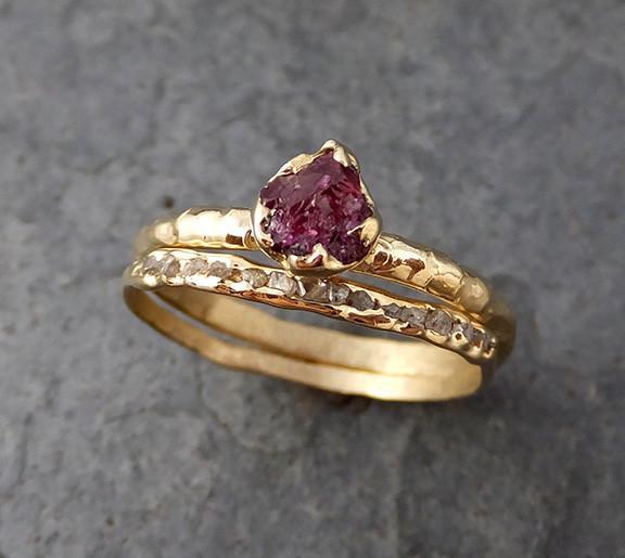 Raw Rough Ruby Solitaire Ring 14k red Gemstone Engagement birthstone Ring 0156 - by Angeline