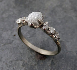 Raw Diamond White gold Engagement Ring Rough Gold Wedding Ring diamond Wedding Ring Rough Diamond Ring 0157 - by Angeline