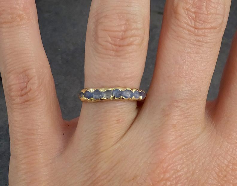 Raw Sapphire Diamond 18k Gold Engagement Ring Wedding Ring Custom One Of a Kind Blue Montana Gemstone Ring Multi stone Ring - by Angeline