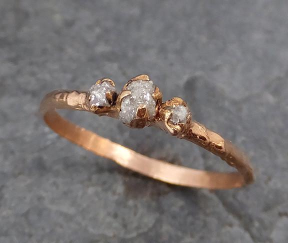 Dainty Diamond Engagement Stacking ring Wedding anniversary Rose Gold 14k Rustic - by Angeline