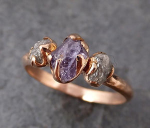 raw sapphire diamond gold engagement ring multi stone wedding ring