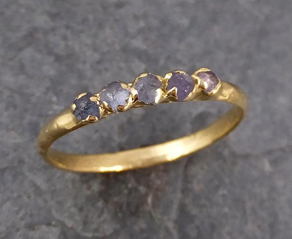 Raw Sapphire 18k Gold Engagement Ring Wedding Ring Custom One Of a Kind Blue Montana Gemstone Ring Multi stone Ring - by Angeline