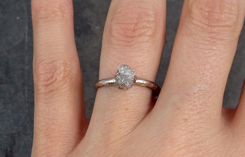Raw Rough Uncut Diamond Engagement Ring Rough Diamond Solitaire 14k white gold Conflict Free Diamond Wedding Promise 0184 - by Angeline