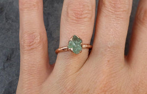 Raw Rough Emerald Rose Gold Ring Solitaire Birthstone One Of a Kind Gemstone Engagement Wedding Ring Recycled gold - by Angeline