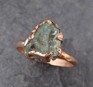 Raw Uncut Aquamarine Ring Solid 14K Rose Gold Ring wedding engagement Rough Gemstone Ring Statement Ring - by Angeline