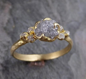 18k Raw Diamond Engagement Ring Rough Gold Wedding Ring diamond Wedding Ring Rough Diamond Ring - by Angeline