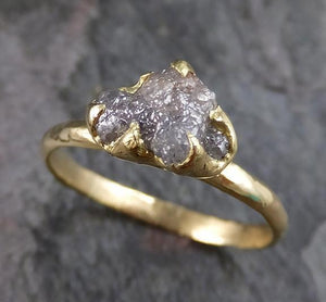 Raw Diamond Solitaire Engagement Ring 18k Rough Uncut gemstone gold Conflict Free Diamond Wedding Promise 0191 - by Angeline