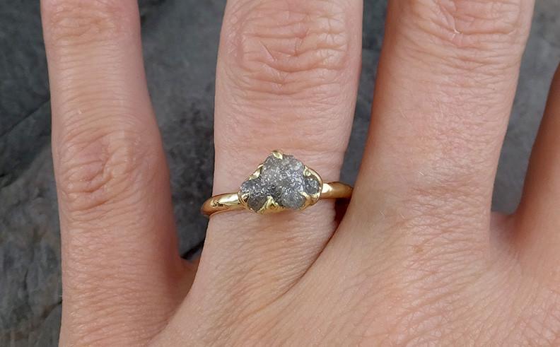 Raw Diamond Solitaire Engagement Ring 18k Rough Uncut gemstone gold Conflict Free Diamond Wedding Promise 0191 - by Angeline