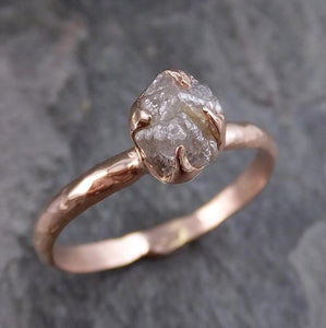 Raw Diamond Solitaire Engagement Ring Rough 14k rose Gold Wedding Ring diamond Stacking Ring Rough Diamond Ring - by Angeline