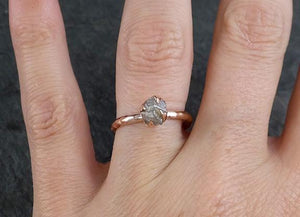 Raw Diamond Solitaire Engagement Ring Rough 14k rose Gold Wedding Ring diamond Stacking Ring Rough Diamond Ring - by Angeline