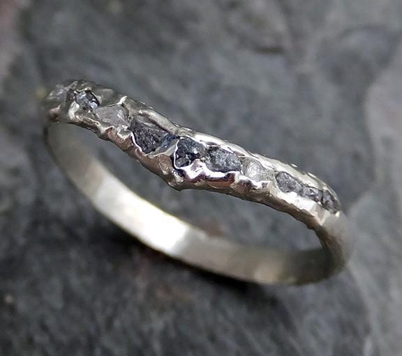 Raw Rough Black Diamond Ruby Multi Stone Ring 14k White Gold red Gemstone Engagement birthstone Ring - by Angeline