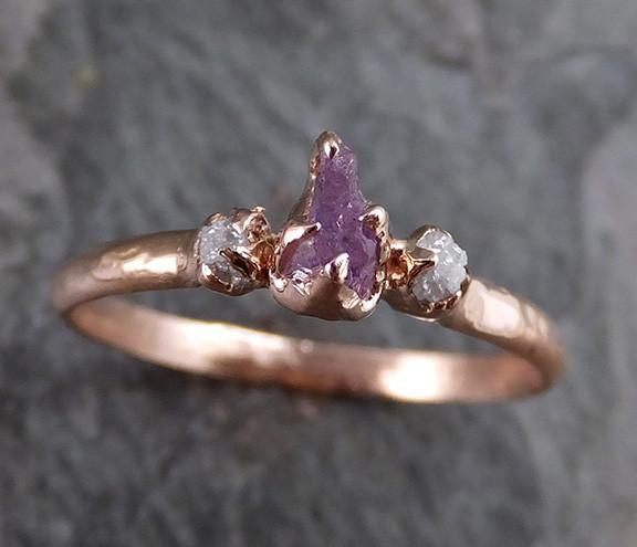 Raw Sapphire Diamond Gold Engagement Ring Dainty Wedding Ring