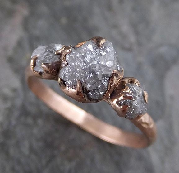 Raw Diamond Rose gold Engagement Ring Rough Gold Wedding Ring diamond Wedding Ring Rough Diamond Ring - by Angeline
