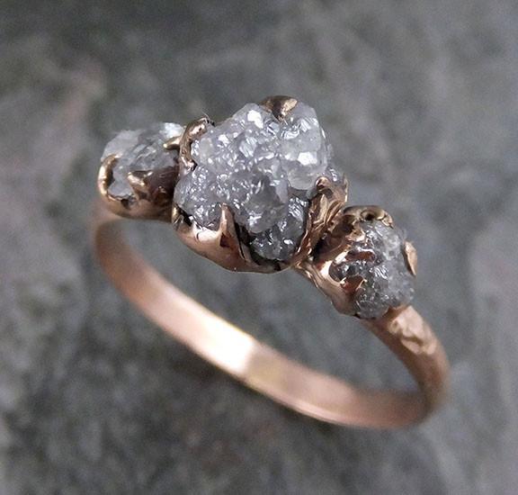 Raw Diamond Rose gold Engagement Ring Rough Gold Wedding Ring diamond Wedding Ring Rough Diamond Ring - by Angeline