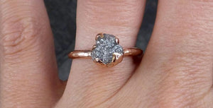 Raw Diamond Solitaire Engagement Ring Rough Uncut gemstone Rose gold Conflict Free Gray Diamond Wedding Promise - by Angeline