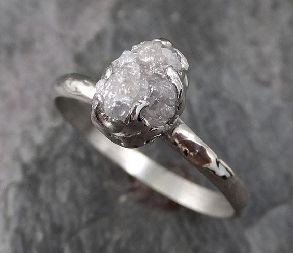 Raw Rough Uncut Diamond Engagement Ring Rough Diamond Solitaire 14k white gold Conflict Free Diamond Wedding Promise - by Angeline