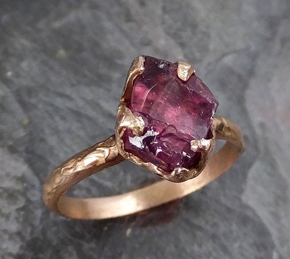 Rough Raw Natural Garnet Gemstone ring Recycled Rose Gold One of a kind Gemstone ring - by Angeline