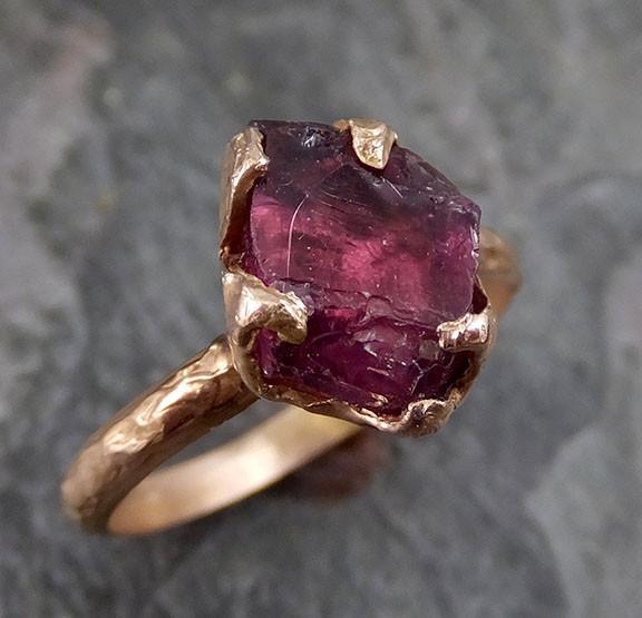 Rough Raw Natural Garnet Gemstone ring Recycled Rose Gold One of a kind Gemstone ring - by Angeline
