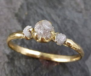 Raw Rough Diamond 18k gold Engagement Multi stone Ring Rough Gold Wedding Ring diamond Wedding Ring Rough Diamond Ring - by Angeline