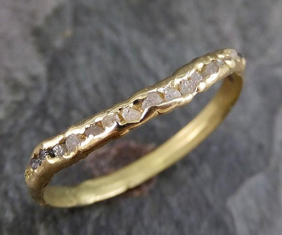CUSTOM Raw Rough Uncut Diamond Contour Curved Wedding Band 18k Gold Wedding Ring byAngeline C0101 - by Angeline