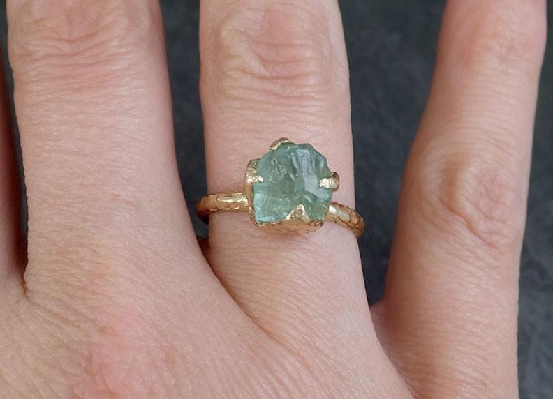 Raw Uncut Aquamarine Ring Solid 14K Gold Ring wedding engagement Rough Gemstone Ring Statement Ring Stacking Ring Cocktail - by Angeline