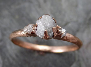 Dainty Diamond Engagement Stacking ring Wedding anniversary Rose Gold 14k Rustic - by Angeline