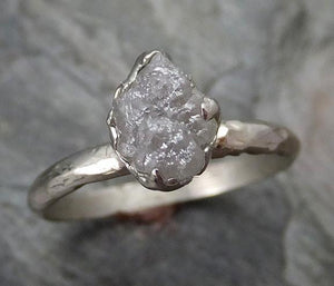 Raw Rough Uncut Diamond Engagement Ring Rough Diamond Solitaire 14k white gold Conflict Free Diamond Wedding Promise - by Angeline