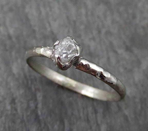 Raw Rough Dainty Diamond Engagement Ring Rough Diamond Solitaire 14k white gold Conflict Free Diamond Wedding Promis - by Angeline