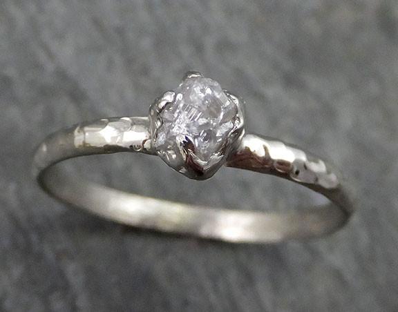 Raw Rough Dainty Diamond Engagement Ring Rough Diamond Solitaire 14k white gold Conflict Free Diamond Wedding Promis - by Angeline