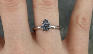 Rough Raw Black Diamond Engagement Ring Raw 14k White Gold Wedding Ring Wedding Solitaire Rough Diamond Ring - by Angeline