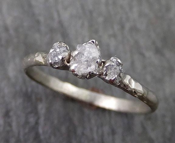 Dainty Raw Rough Diamond Engagement Stacking ring Wedding anniversary White Gold 14k Rustic - by Angeline