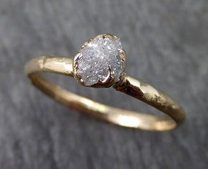 Raw Dainty Diamond Engagement Ring Rough Uncut Diamond Solitaire Recycled 14k gold Conflict Free Diamond Wedding Promise - by Angeline