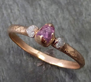 Dainty Raw Sapphire Diamond Gold Engagement Multi stone Ring Wedding Ring Custom One Of a Kind Pink Gemstone Ring Three stone Ring byAngeline 0260 - by Angeline