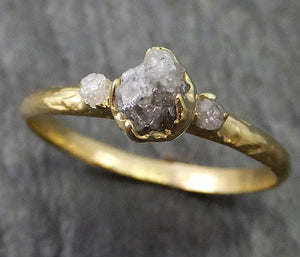Raw Rough Diamond 18k yellow gold Engagement Multi stone Ring Rough Gold Wedding Ring diamond Wedding Ring Rough Diamond Ring byAngeline 0264 - by Angeline