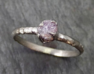Dainty Raw Rough Pink Diamond Engagement Stacking ring Wedding anniversary White Gold 14k Rustic byAngeline 0267 - by Angeline